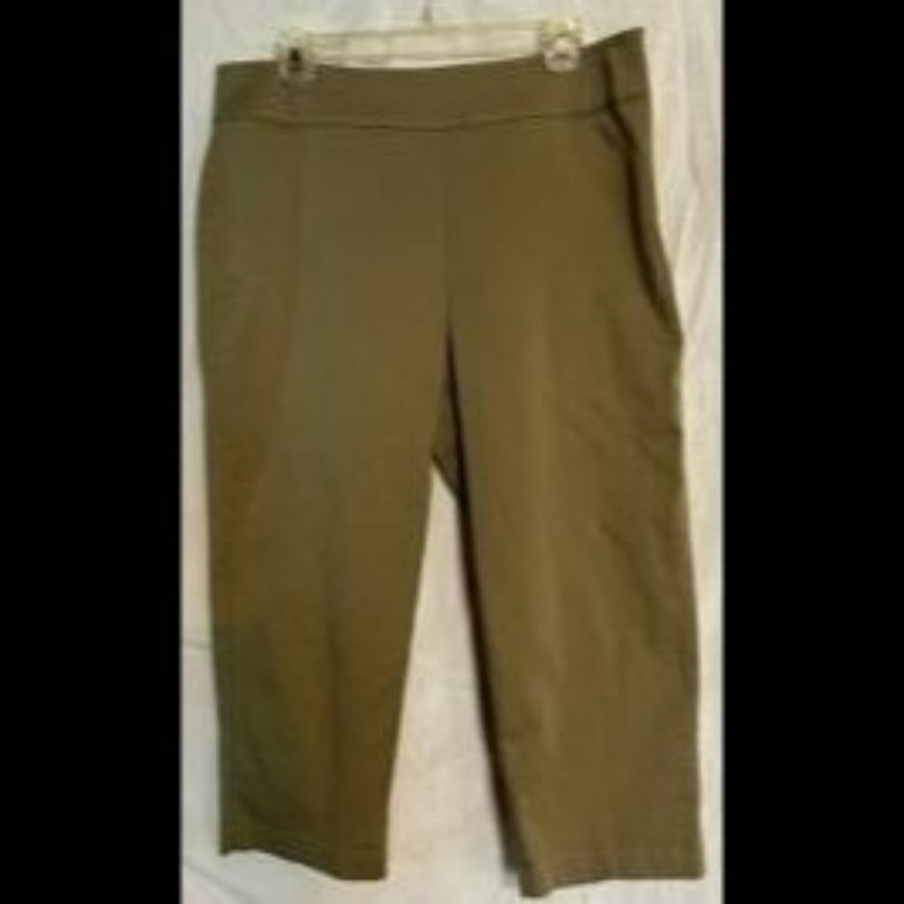 Chico olive ankle pant with side zip, size 2.5